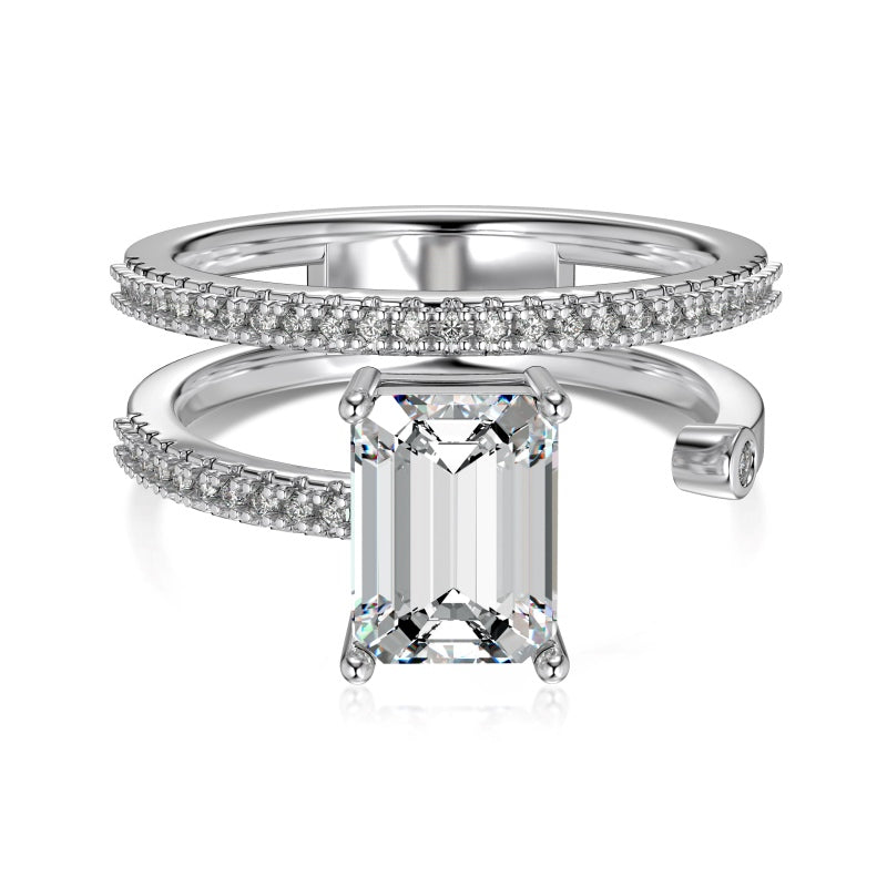 rectangle ring emerald cut in silver
