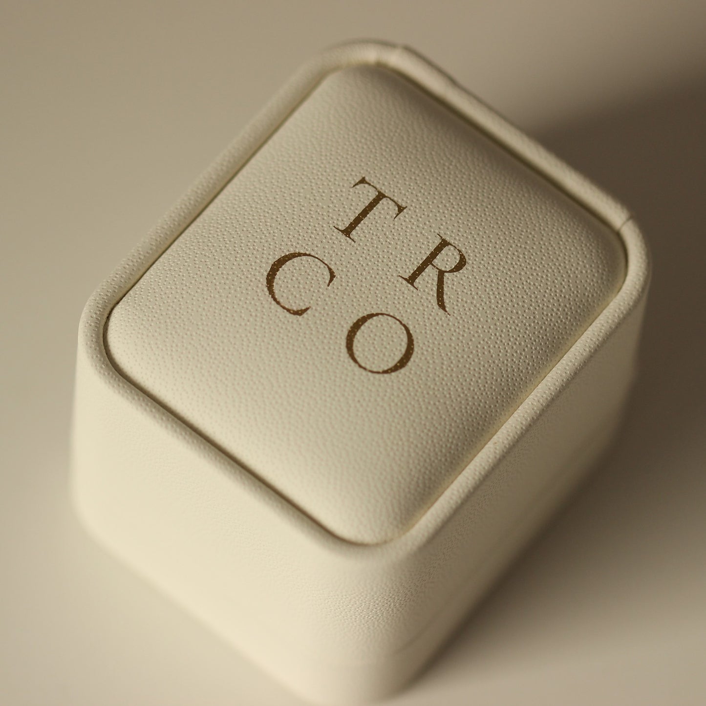 Proposal ring box with Travel Ring Co label embossed