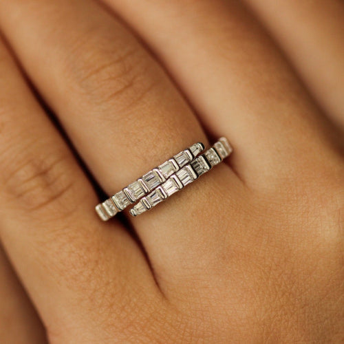 Silver statement ring on hand