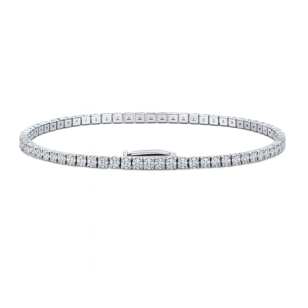 silver tennis bracelet 2.5mm with push clasp
