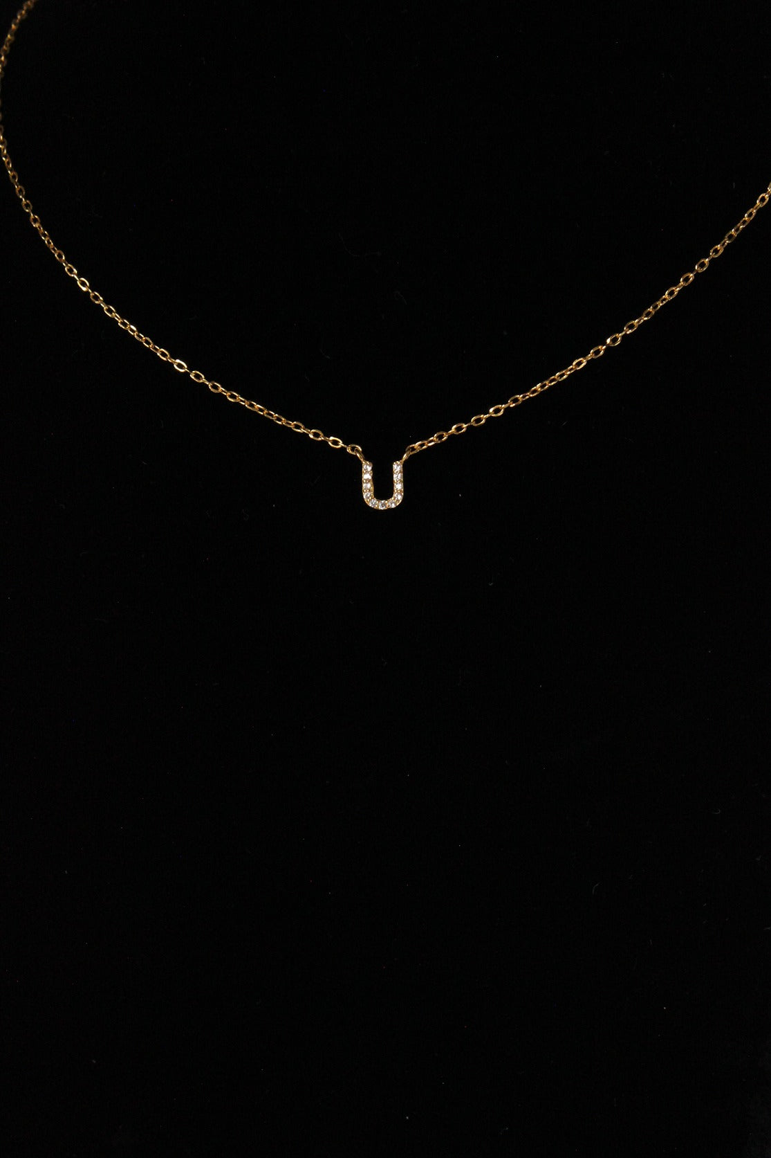 letter u necklace gold