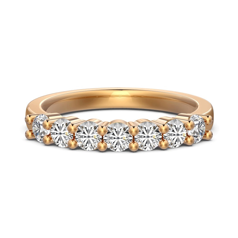 Champagne gold stacker ring with 7 stones on the band