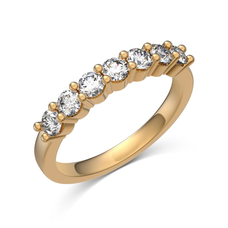 Champagne gold stacker ring with 7 stones on the band