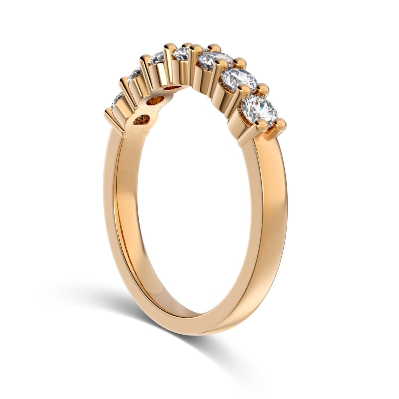 Champagne gold stacker ring with 7 stones on the band