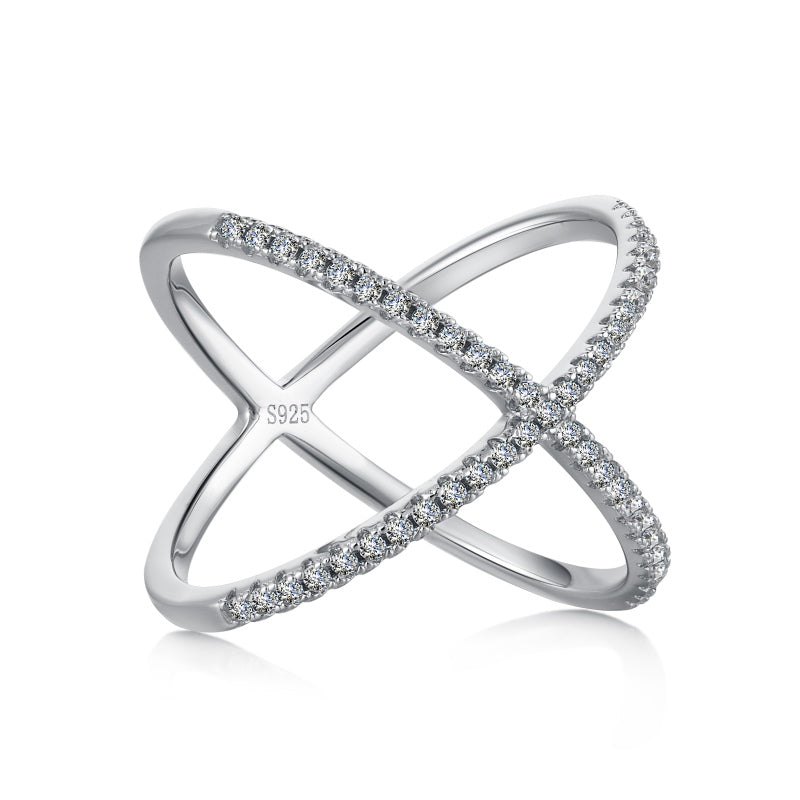 Criss cross ring on plain white background