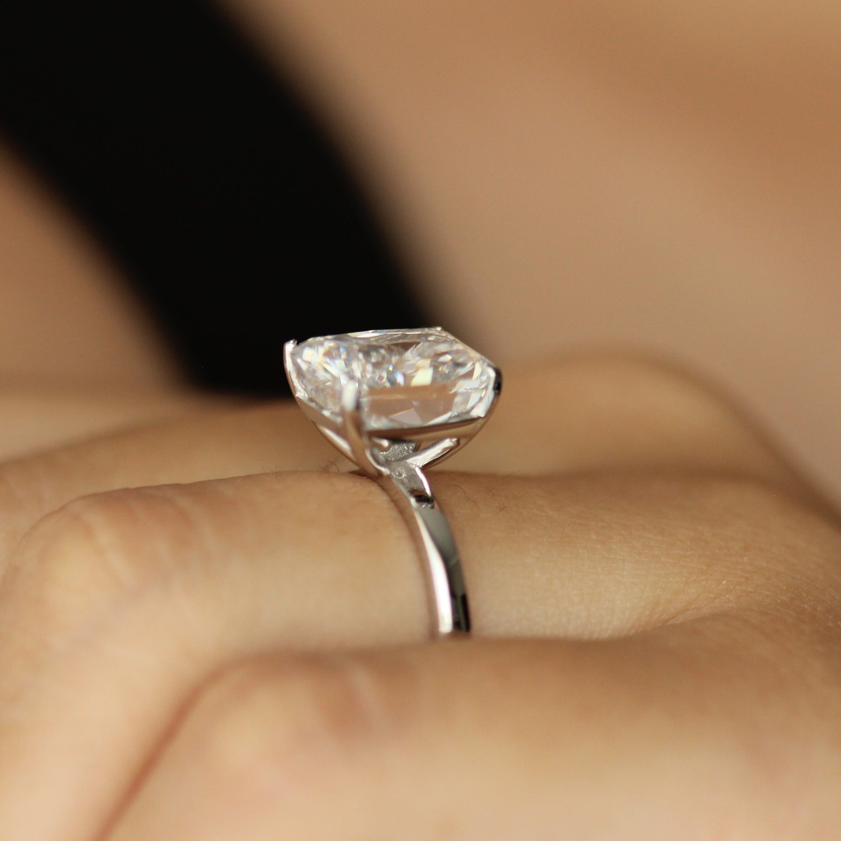 dubai radiant cut engagement ring side profile