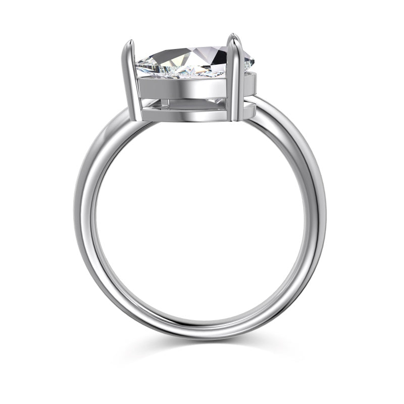 East West Curved Pear Engagement Ring in Silver with a 2.5ct pear shaped stone