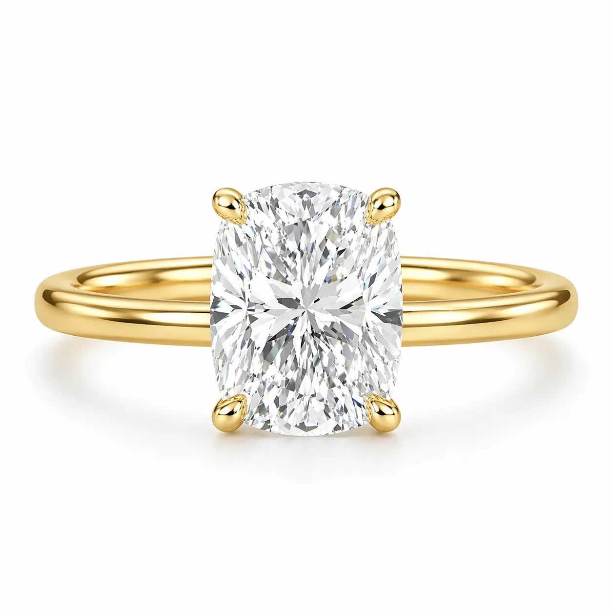 elongated cushion lab grown diamond ring