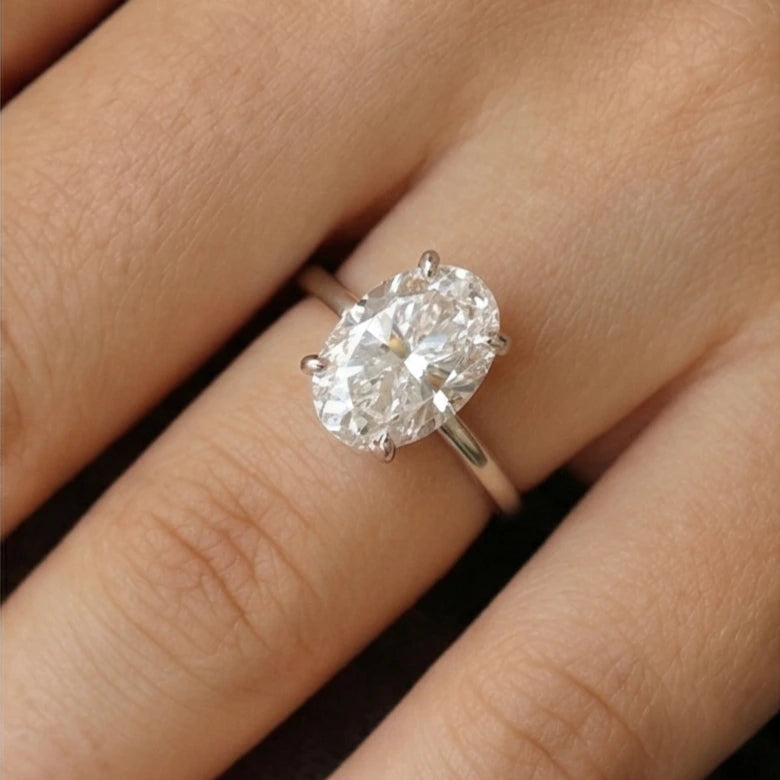 3.5 carat elongated oval cubic zirconia solitaire ring