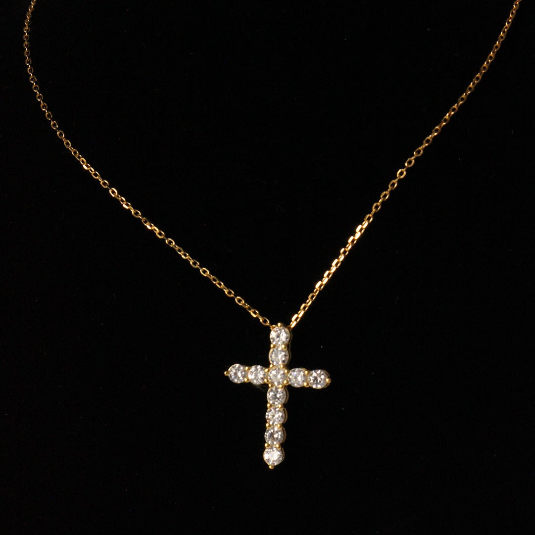 18k plated gold cross necklace