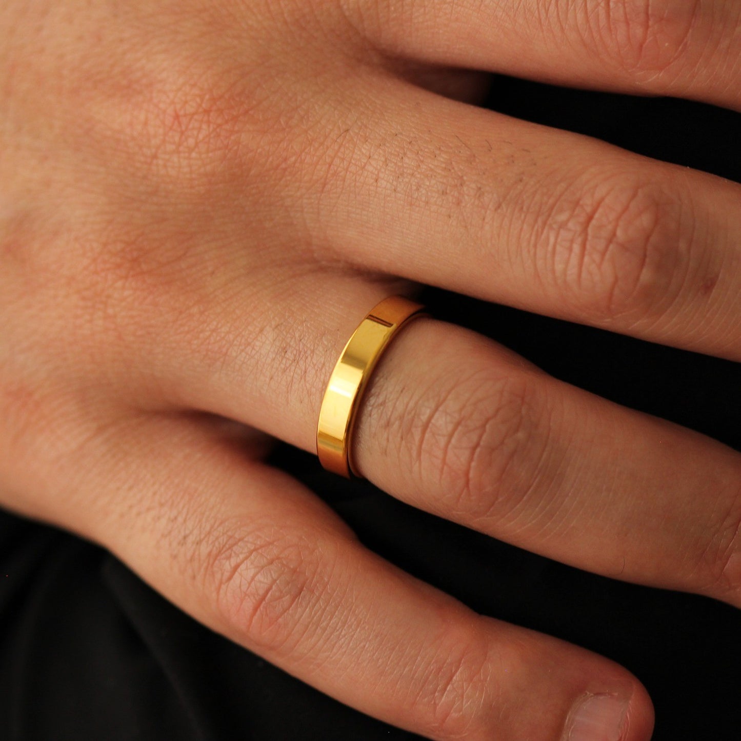 Gold Wedding band with flat edges