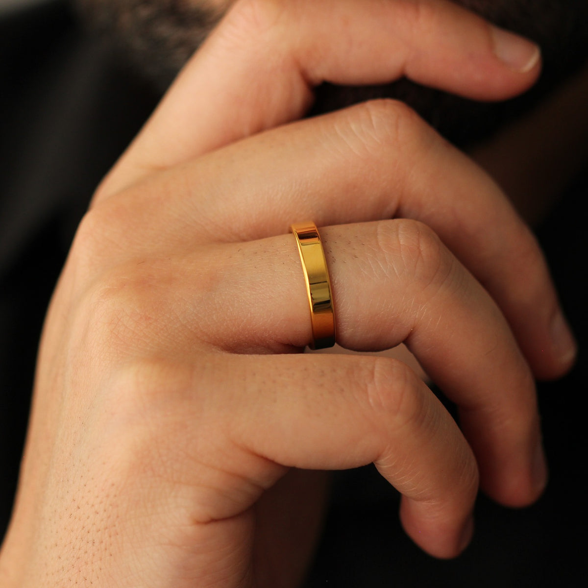 gold flat wedding band