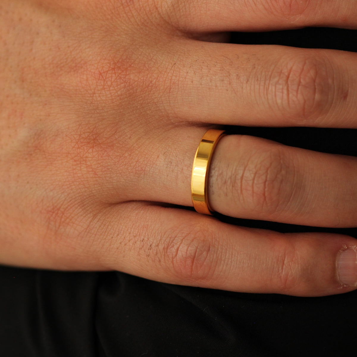 gold flat wedding ring 4mm width