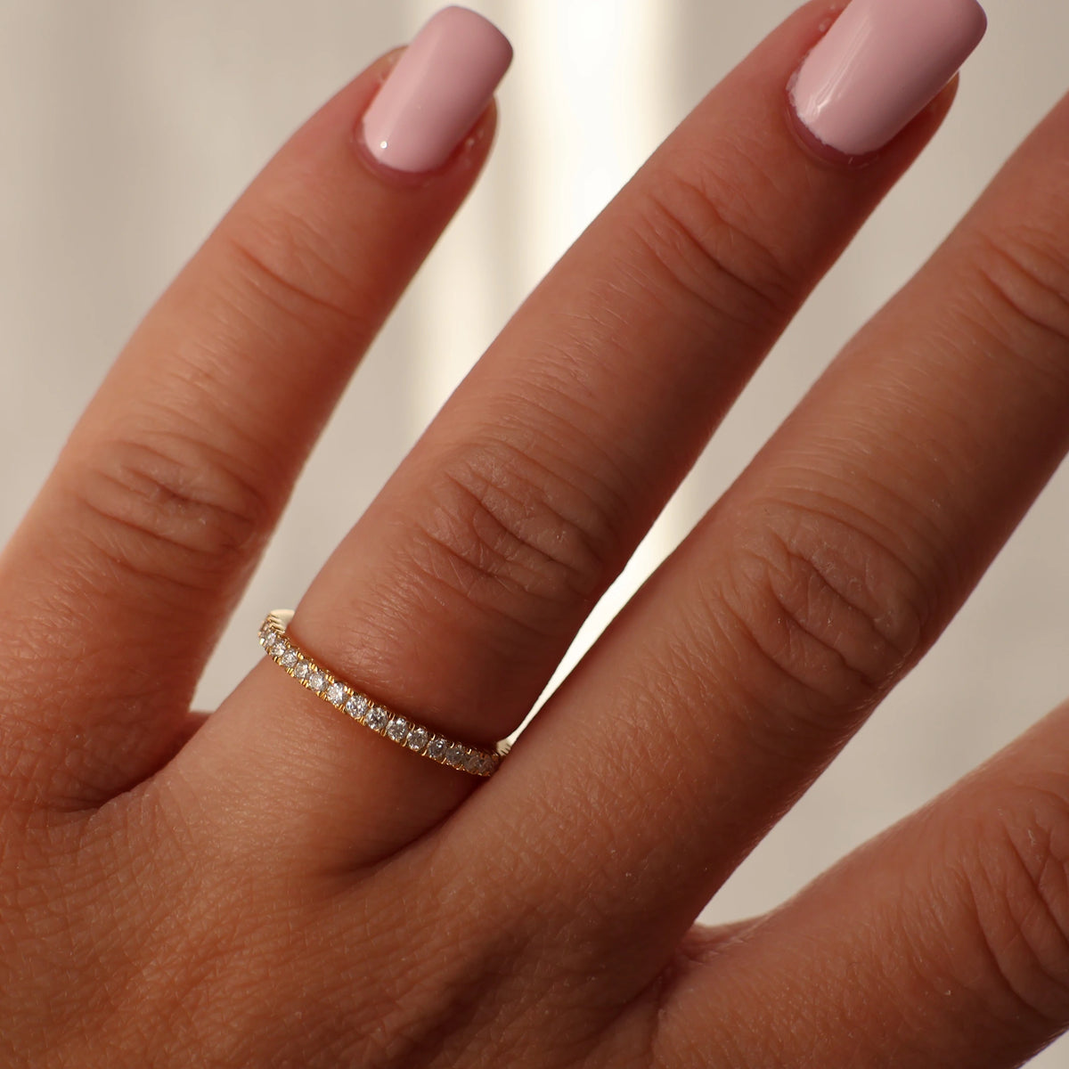 2.1mm half eternity moissanite ring in 14K gold filled