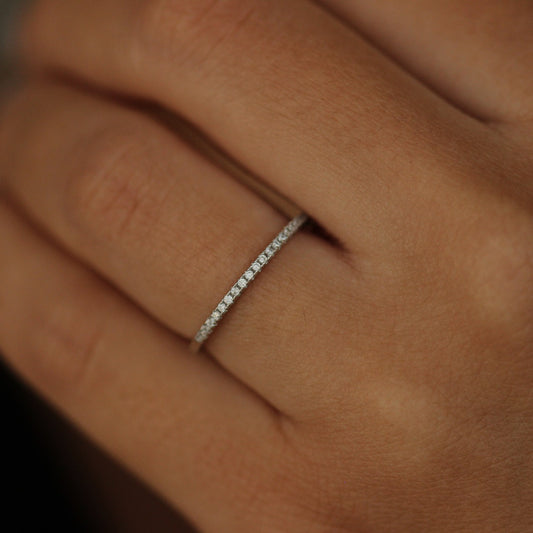 Half Eternity Pavé Ring 1mm on hand
