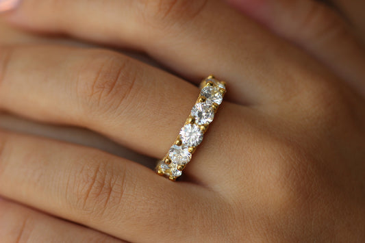 stacker ring in gold with round cz stones
