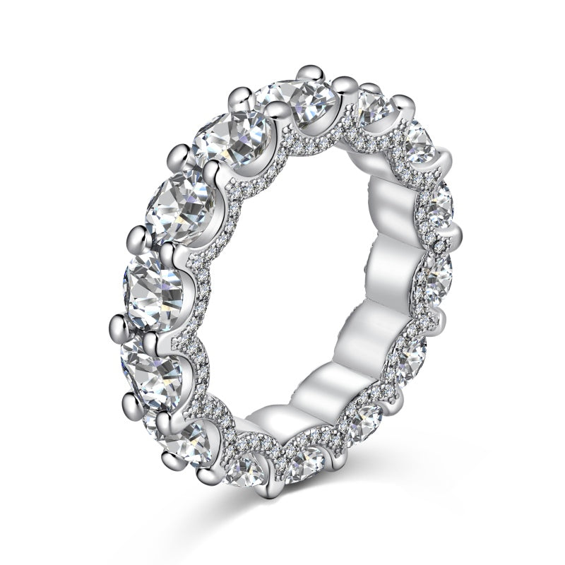 hamptons stacker ring in silver with round stones and cz accents