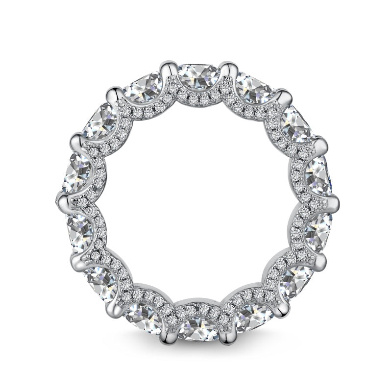 hamptons stacker ring in silver with round stones and cz accents