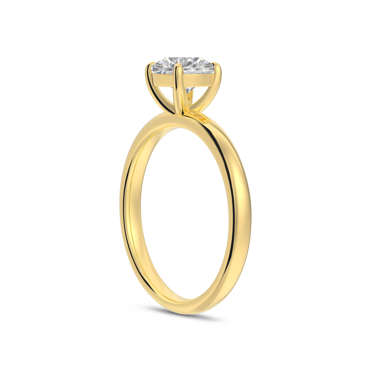 1 carat gold engagement ring standing upright on a white background