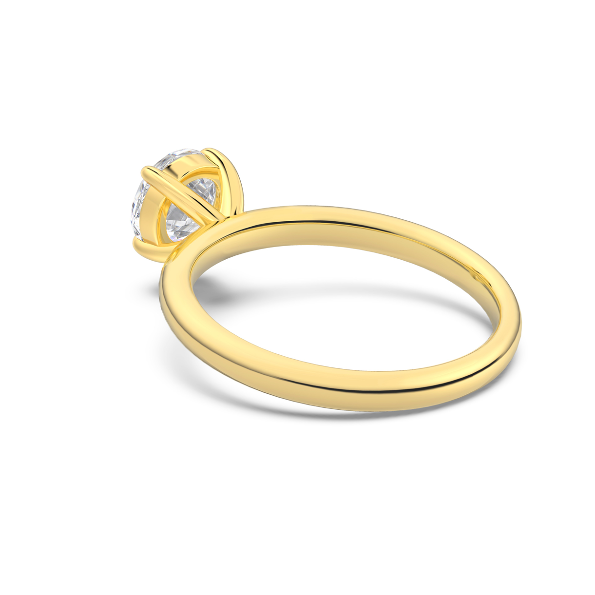 1 carat gold engagement ring lying flat on a white background