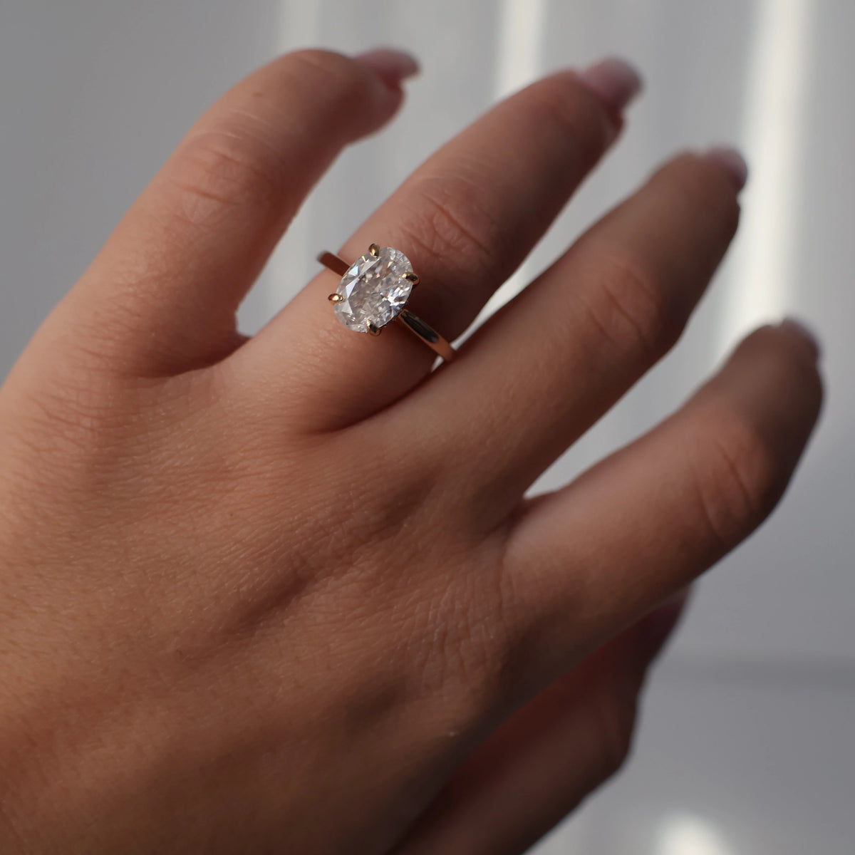 2.5 ct oval moissanite ring in 14k gold filled with hidden halo