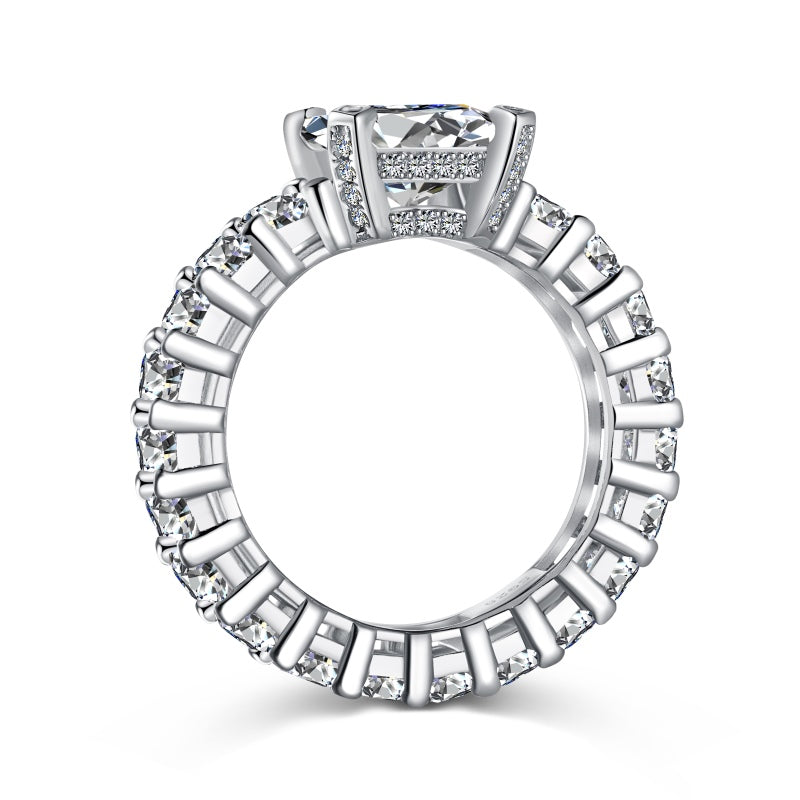 silver emerald ring with baguette side stones