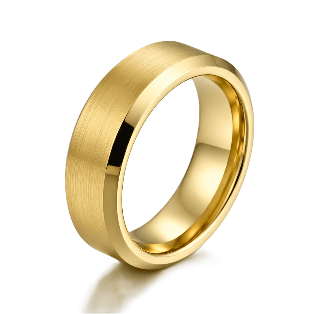 Mens Beveled Edge Tungsten Gold Ring
