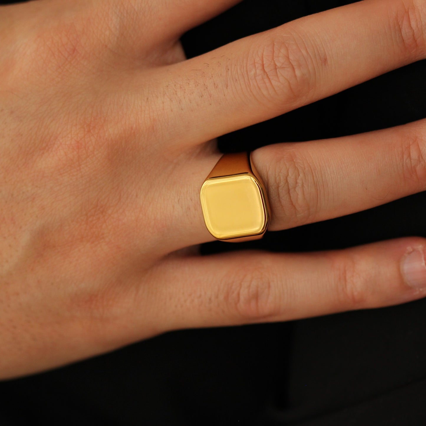 mens gold signet ring 8mm tungsten ring
