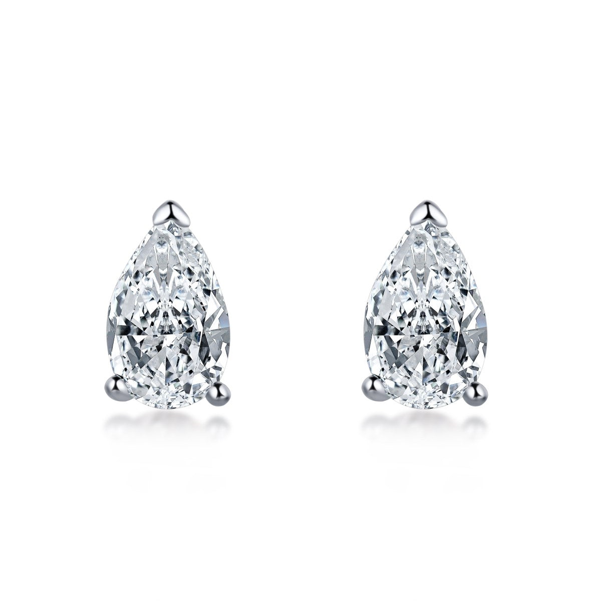 pear cut stud earrings in silver