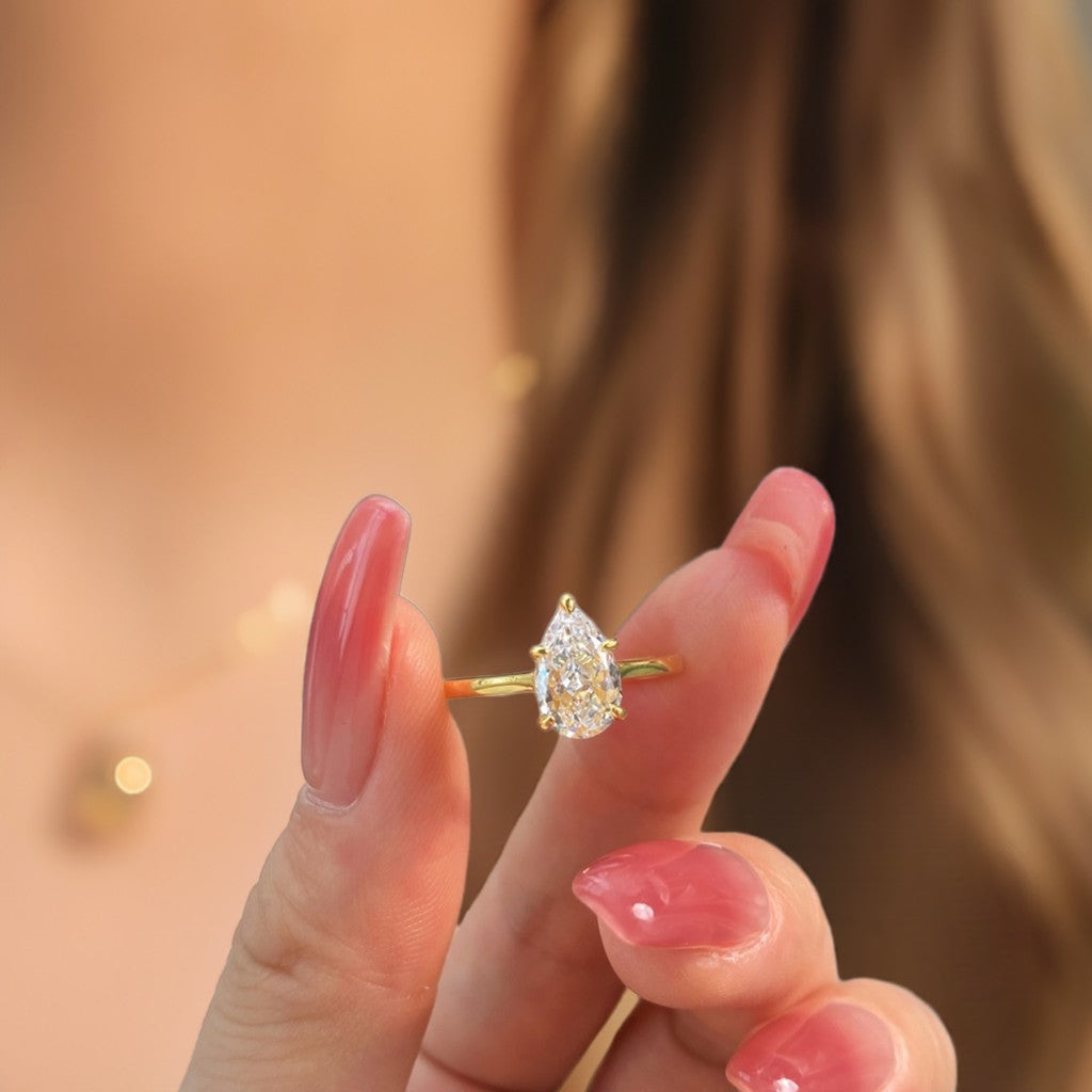 portland gold pear ring cubic zirconia