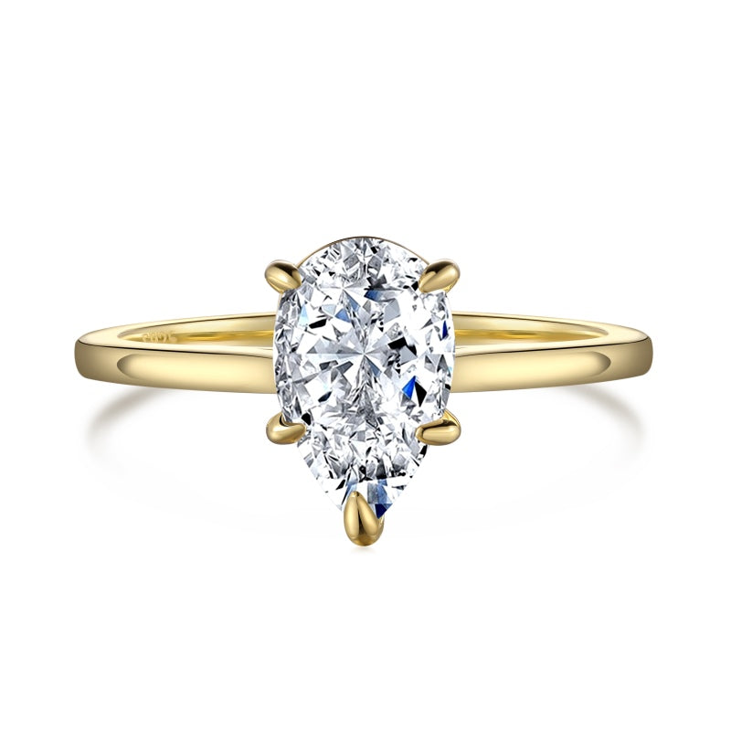 gold pear ring 5 prong setting