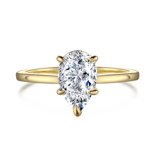 gold pear ring 5 prong setting