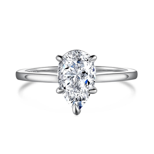 silver pear ring 5 prong setting