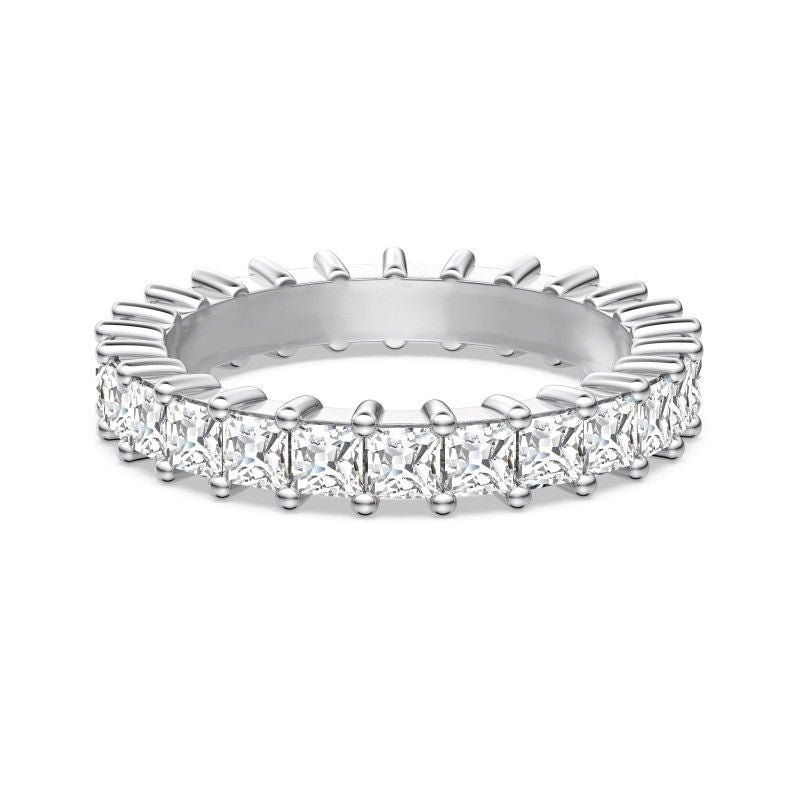 silver princess cut eternity band 2.5mm width