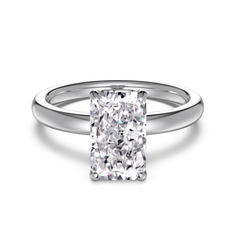 3 carat rectangle stone on sleek 925 silver band