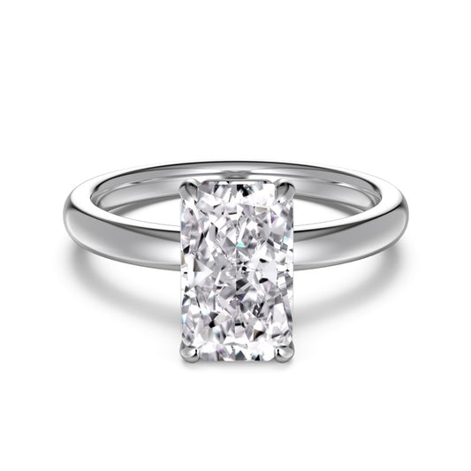 3 carat rectangle stone on sleek 925 silver band