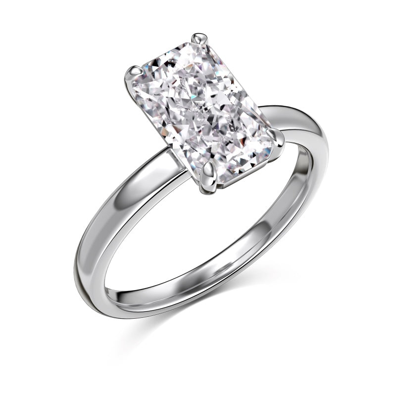 3 carat rectangle stone on sleek 925 silver band