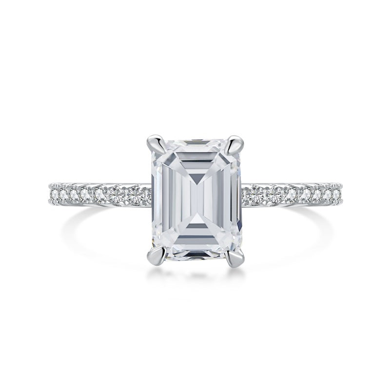 seoul emerald cut ring on white background