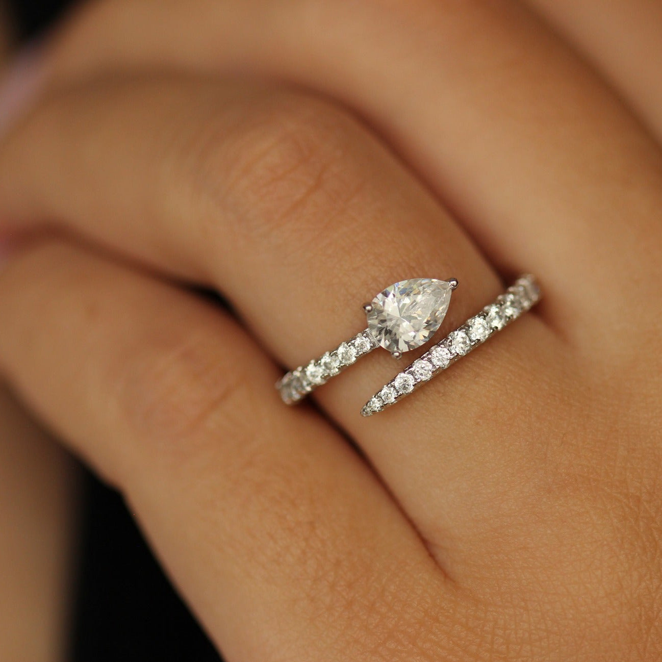 Silver Pear Ring