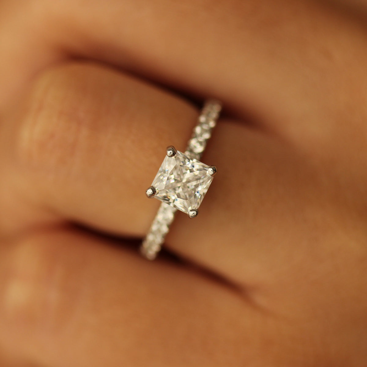 valletta 1.5 ct princess cut ring on hand