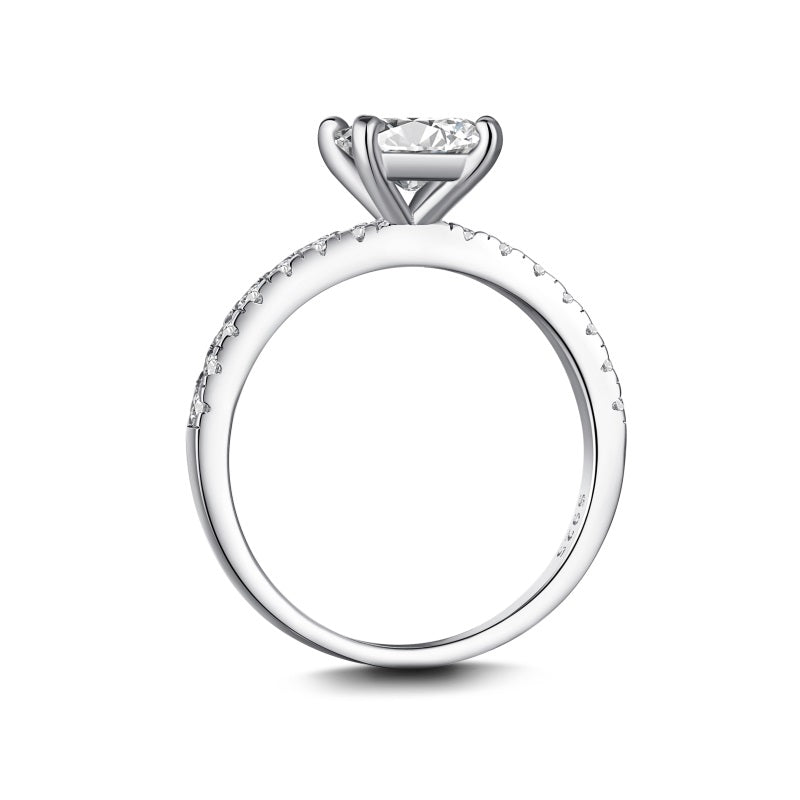 valletta 1.5 ct princess cut ring on white background side profile