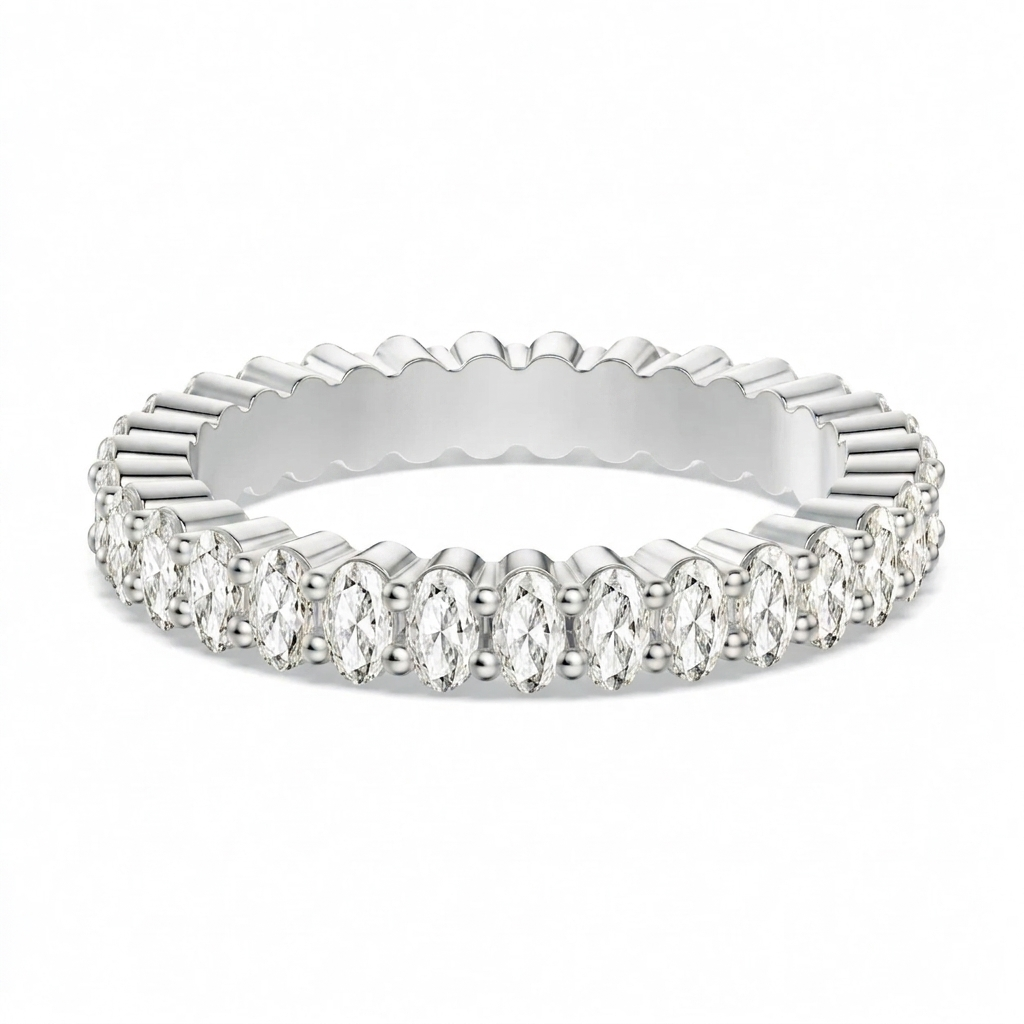 silver oval eternity band 3mm width