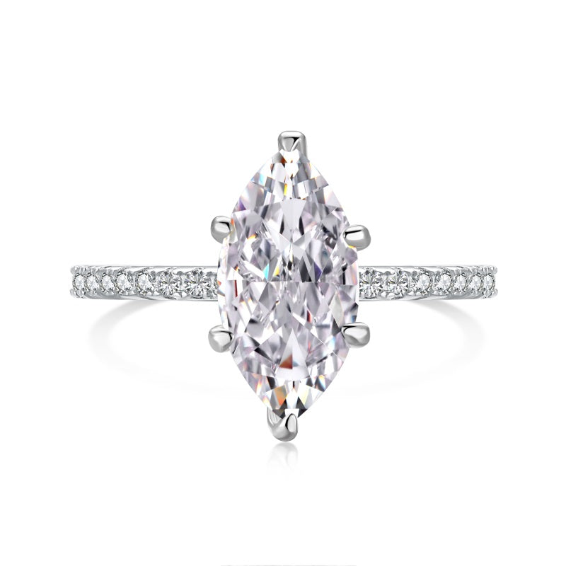 marquise ring with cz stones on silver band