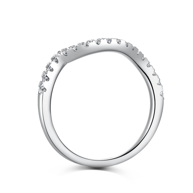 silver wave ring on white background