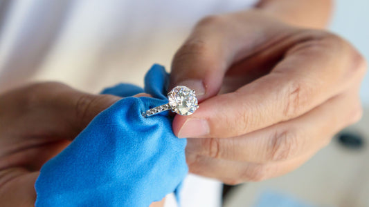 Cubic Zirconia Engagement Ring getting cleaned