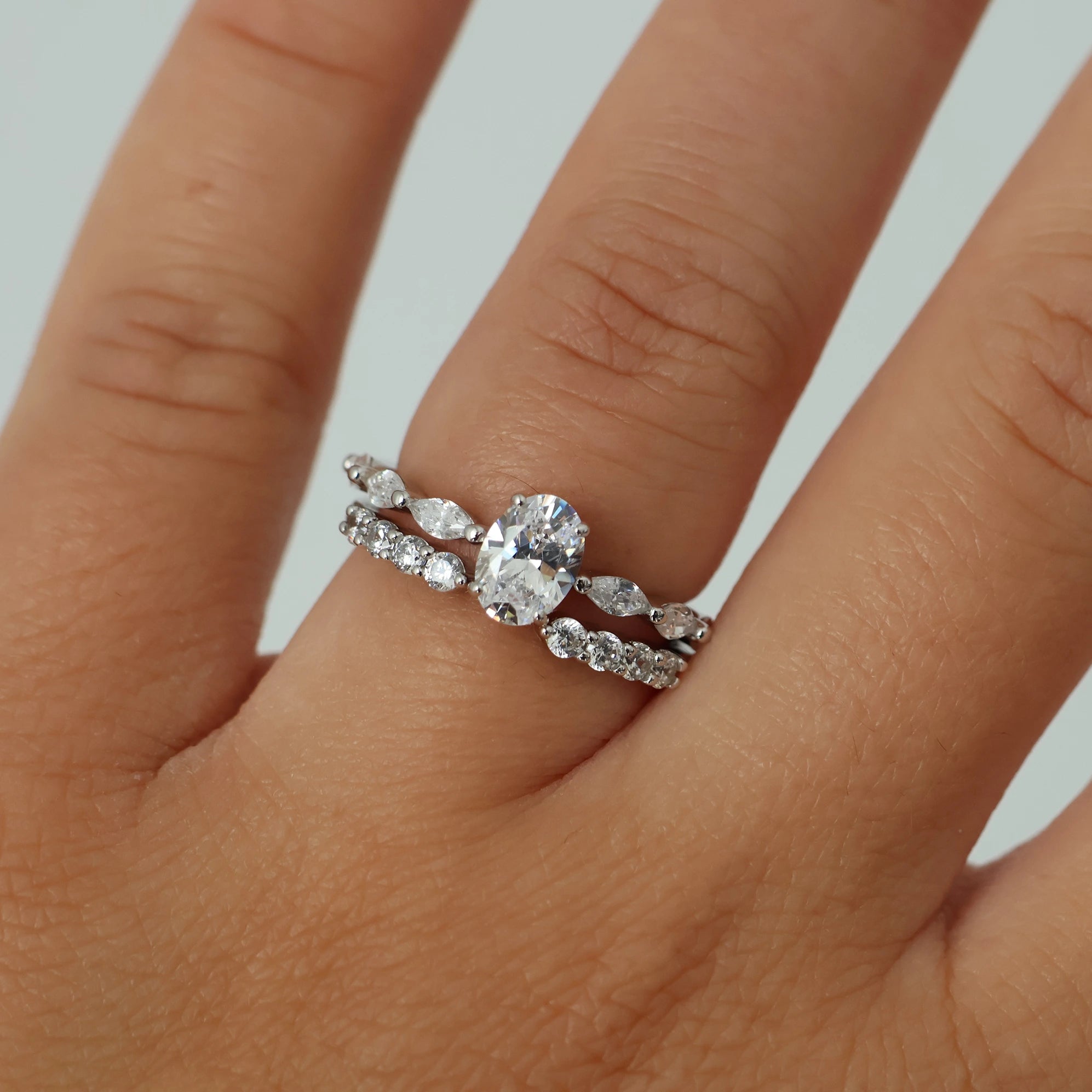 .75 carat oval silver engagement ring