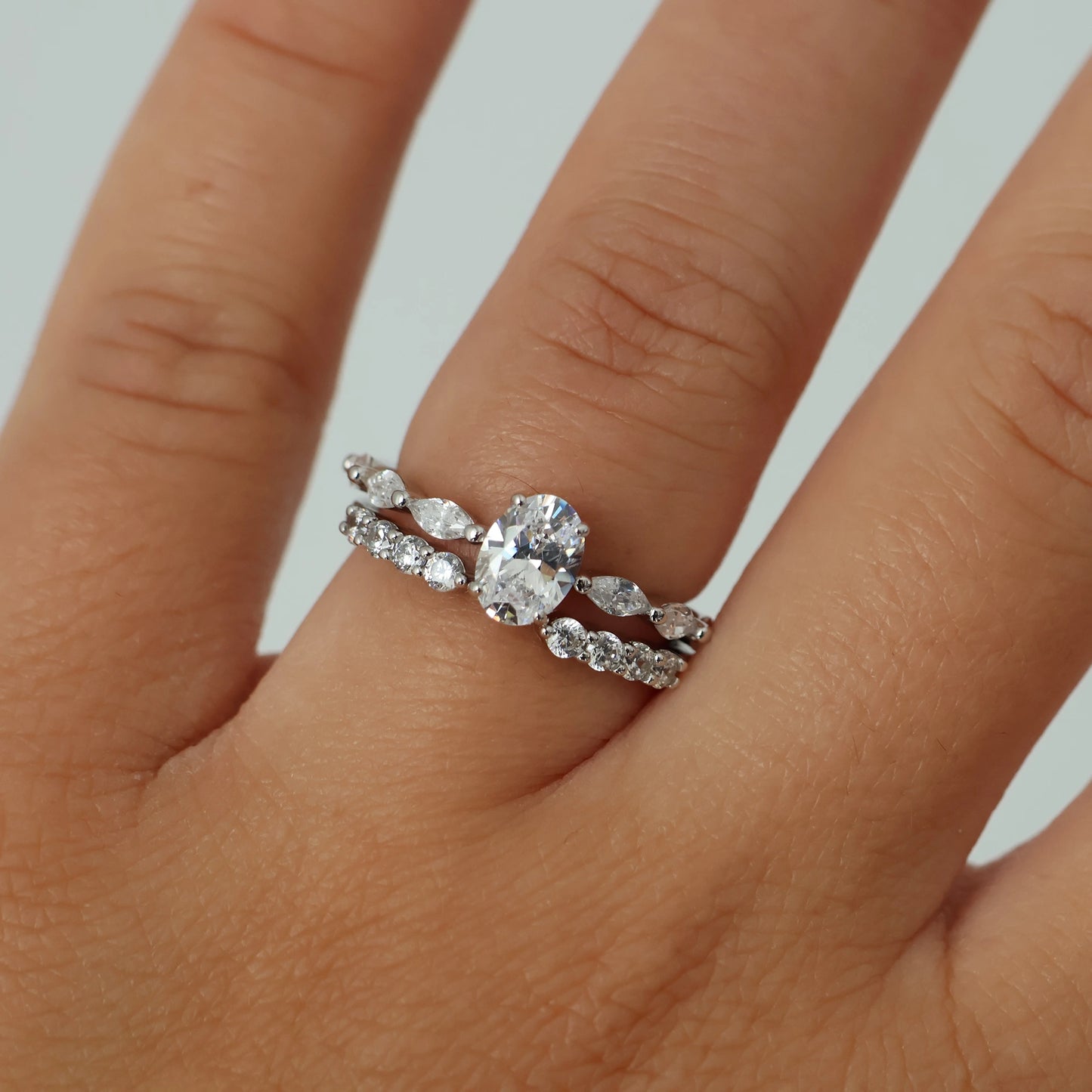 .75 carat oval silver engagement ring