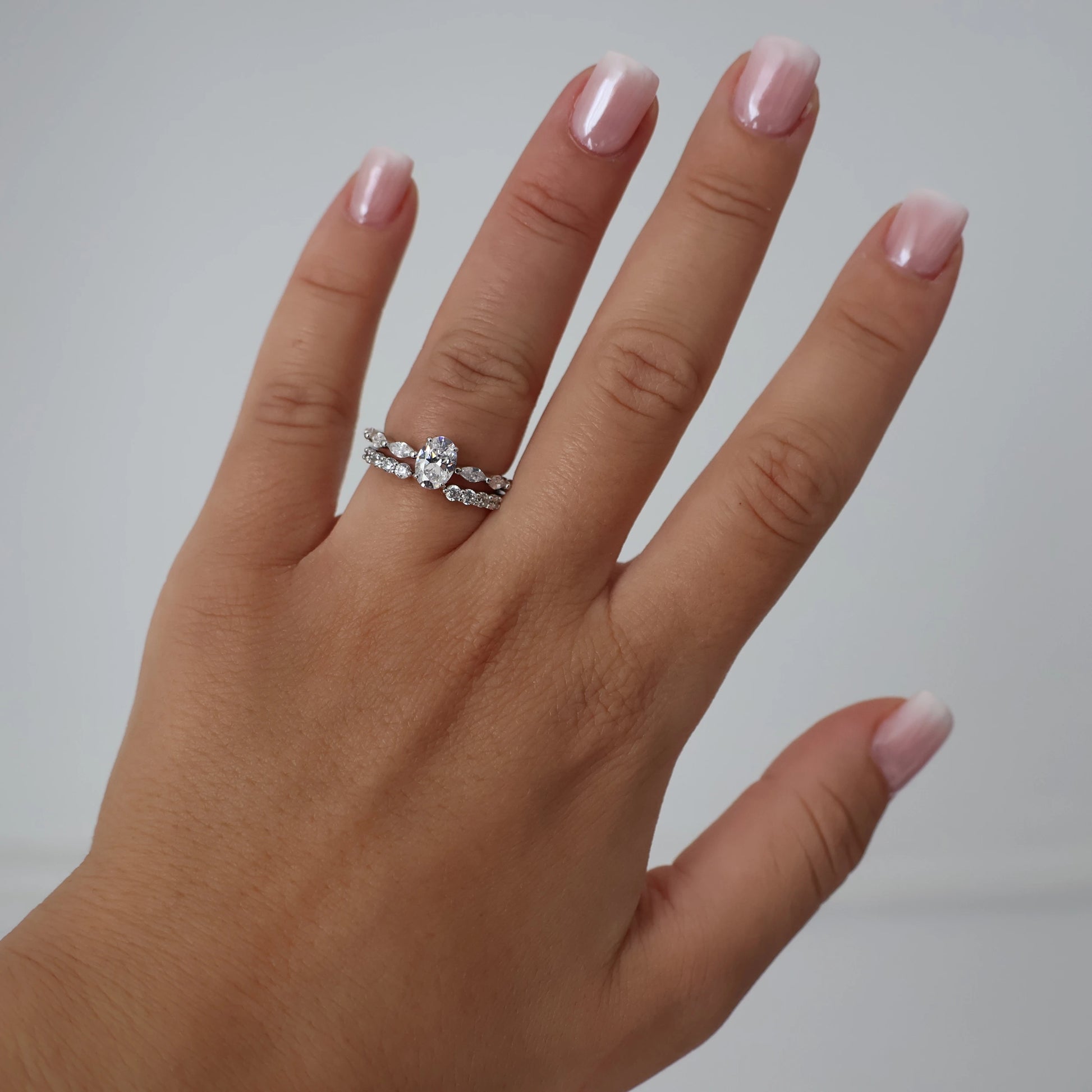 .75 carat silver oval engagement ring