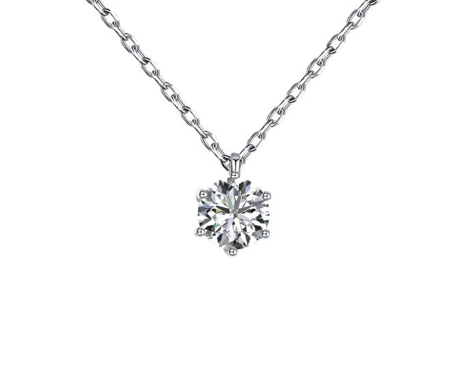 1 carat round cubic zirconia pendant necklace in silver