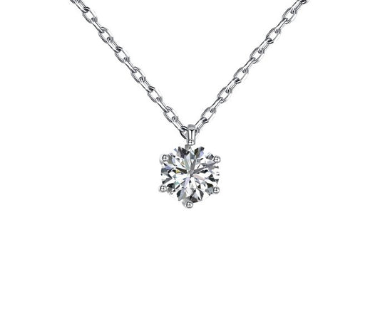 1 carat round cubic zirconia pendant necklace in silver